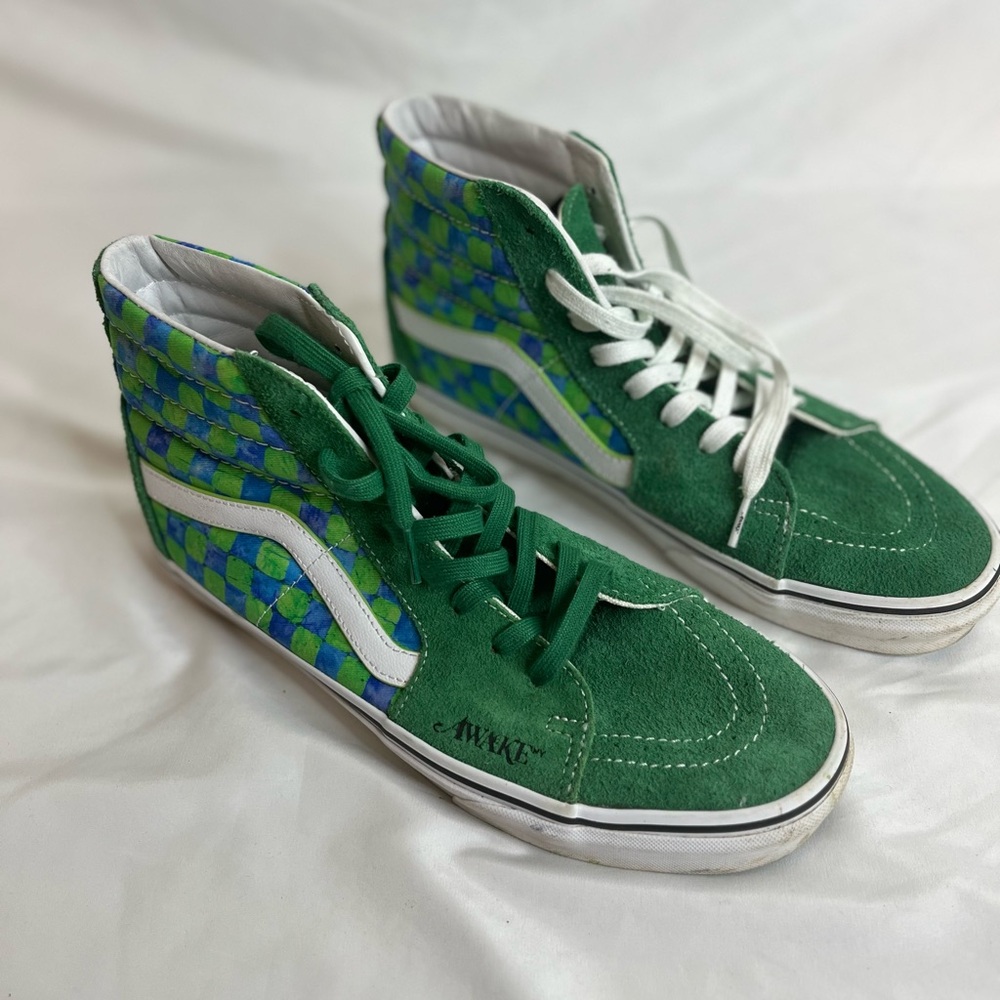 Vans Sk8-Hi Awake NY Green Checkerboard Skate Authentic Shoe Sneaker Mens Sz 11